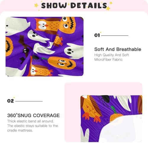 FUGIDOG Halloween Boo Crib Sheets Soft Breathable 1