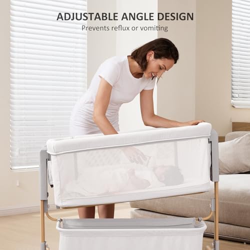 LovliTod 3-in-1 Adjustable Bedside Bassinet with Comfy Mattress