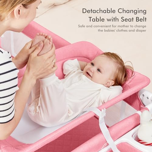 ANGELBLISS 5-in-1 Bassinet with Diaper Changer Rocker