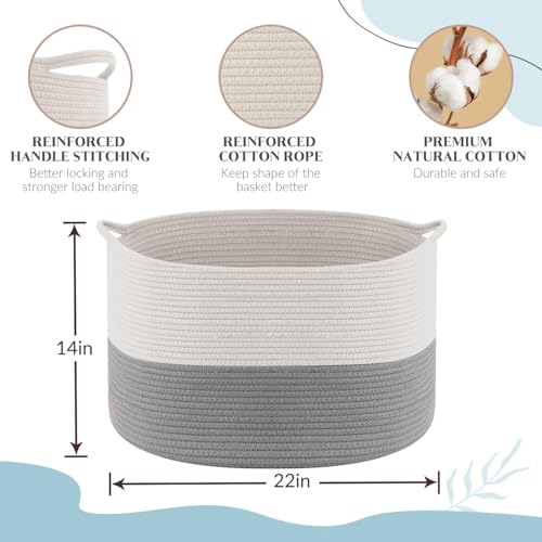Maliton Extra Large Cotton Rope Storage Basket 22x22x14 1