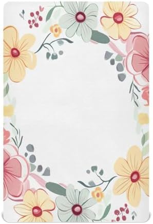 Wassud Flower Pattern Crib Sheets for Boys Girls