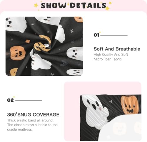 FUGIDOG Halloween Boo Crib Sheets for Boys Girls 1