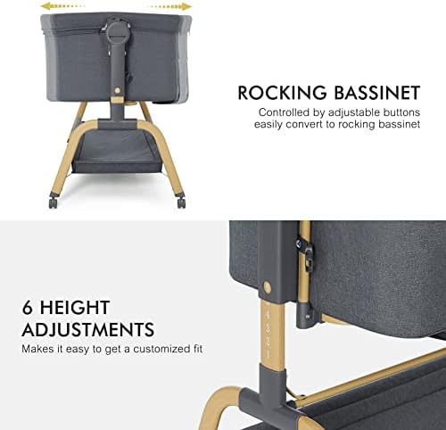 ANGELBLISS 3 in 1 Bassinet with Mattress and Wheels