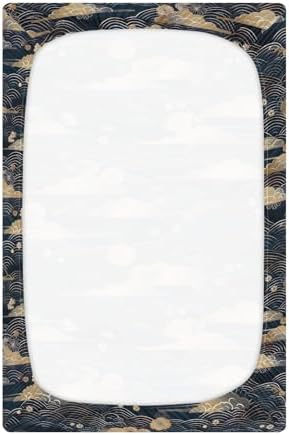 Wassud Dark Blue Waves Crib Sheets for Boys and Girls