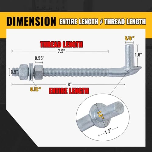 VIVIDA 8 J Bolt Gate Hinge 2 Pack - Heavy Duty Galvanized Steel