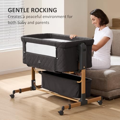 LovliTod 3 in 1 Bedside Bassinet with 6 Height Adjustments
