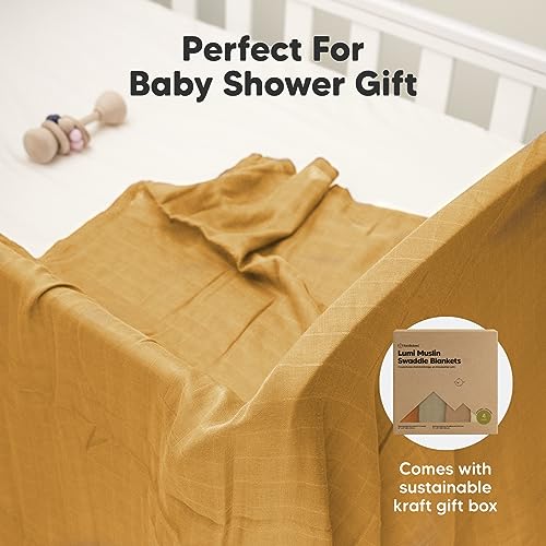 KeaBabies 4-Pack Organic Muslin Swaddle Blankets - Soft Breathable Gender Neutral