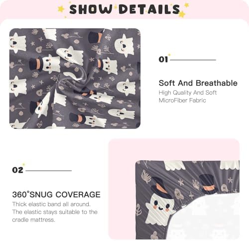 FUGIDOG Halloween Boo Crib Sheets for Boys Girls