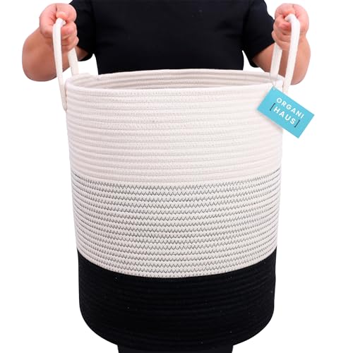 OrganiHaus Woven Cotton Rope Storage Basket 15x18