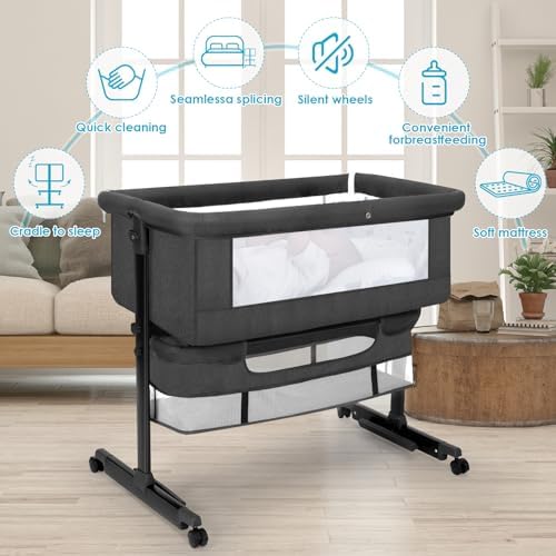 YADAQE Baby Bassinet Bedside Sleeper Portable Crib
