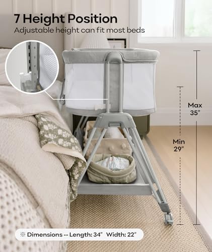 Fodoss Bedside Bassinet with Wheels and Storage