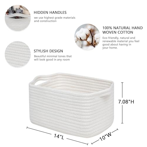 CubesLand Woven Cotton Rope Basket 14x10x708 Inches