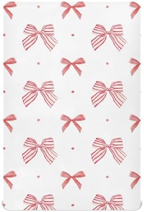 Fitted Crib Sheets with Red Stripe and Coquette Bow Dots