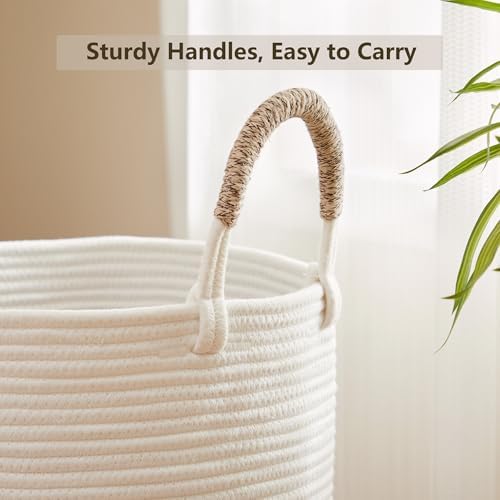 MOJOSCEND Boho Woven Rope Laundry Basket