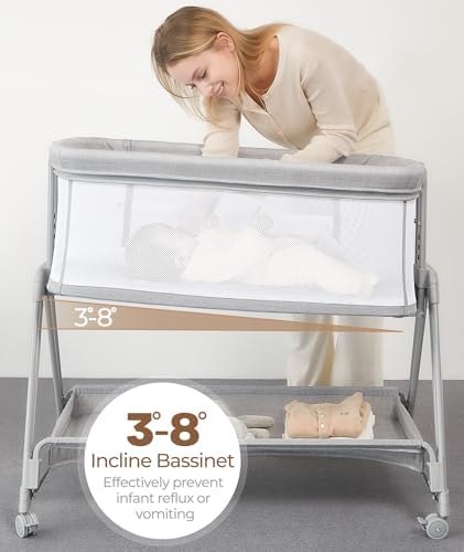 AmourLight Baby Bassinet with Wheels and Storage 1