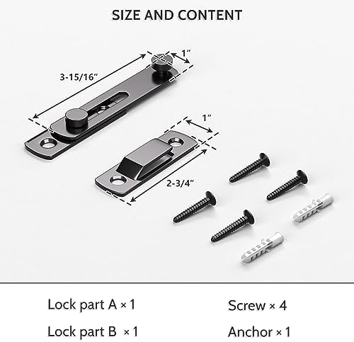 Gate Latch Lock - Carbon Steel Black 360 Degree Rotation