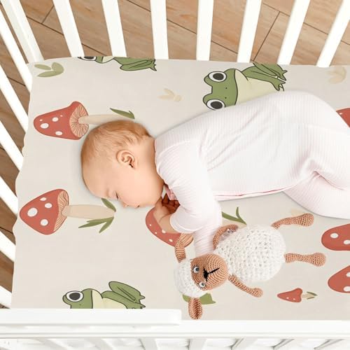 Frogs and Mushrooms Crib Sheets for Boys Girls Pack N Play Set