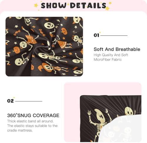 FUGIDOG Halloween Boo Crib Sheets Soft Breathable