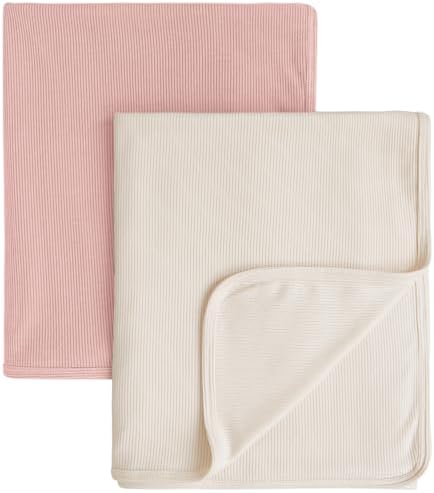 Konssy Knit Baby Blanket 2 Pack - Soft Swaddle for Boys Girls