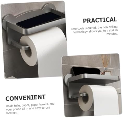 POPETPOP Double Paper Towel Holder Wall Mount Storage Rack for Bathroom