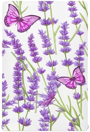 Jihqo Lavender Butterflies Crib Sheets for Baby 52x28 inch