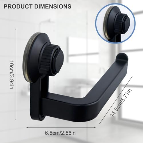 MOUNTTU Suction Cup Toilet Paper Holder 6x3x4 Wall-Mounted Black