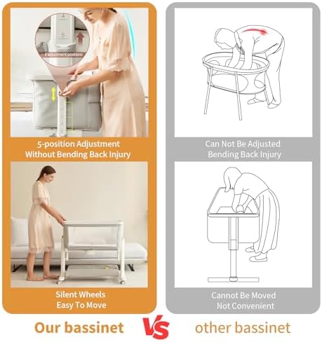 VaVaSoo Rocking Bassinet with 3 Motion Music 5 Height Adjustable