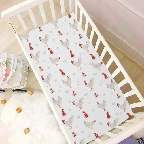 Fitted Crib Sheets with Stretchy Leghorn Pattern for Baby Playard