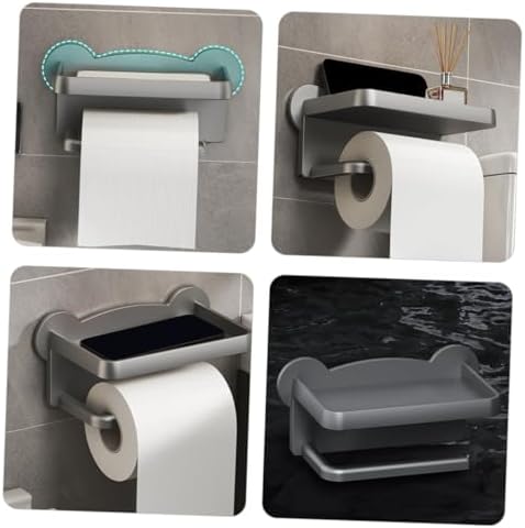 POPETPOP Double Paper Towel Holder Wall Mount Storage Rack for Bathroom