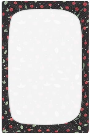 Wassud Red Cherry Crib Sheets Breathable Pack and Play