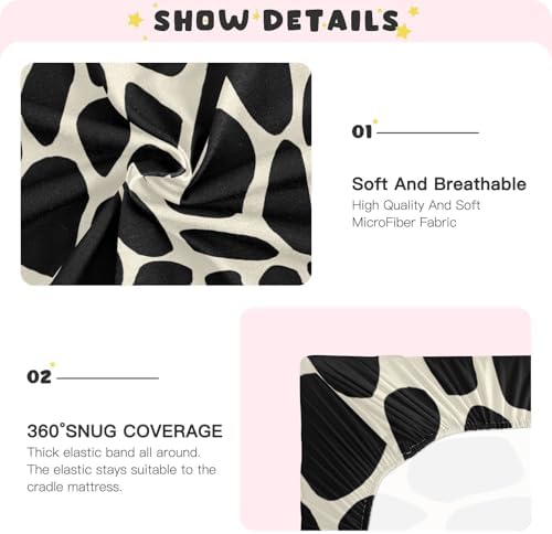 KICPOAY Fitted Crib Sheets Black Giraffe Stretchy Playard Sheets for Baby Toddler