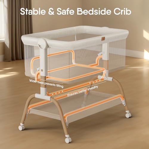 BabyBond 3-in-1 Bassinet Bedside Crib with Mattress and Sheet