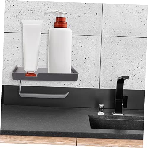 Toilet Paper Holder Wall Mount with Shelf Multipurpose Bathroom Storage