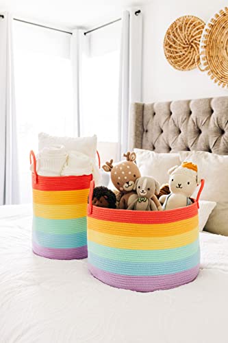 OrganiHaus Woven Blanket Basket 20x13 Rainbow