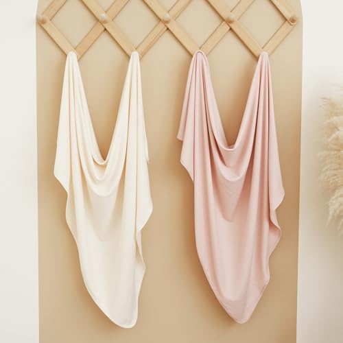 Konssy Knit Baby Blanket 2 Pack - Soft Swaddle for Boys Girls