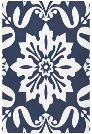 Wassud Black Tile Pattern Crib Sheets Pack and Play Fitted 27x39