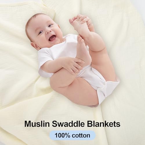 Arnzion 3 Pack Muslin Swaddle Blankets 40x40in - Ultra Soft and Breathable