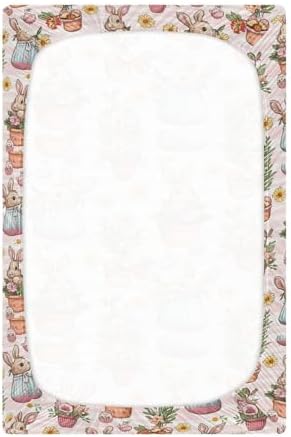 Wassud Bunny and Basket Crib Sheets Pack 27x39 Inch