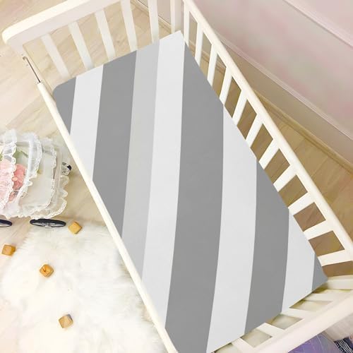 Wassud Gray Stripes Crib Sheets 27x39
