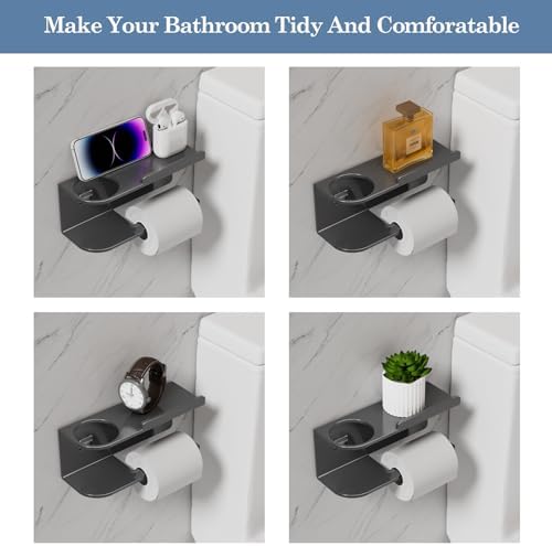 Toilet Paper Holder Wall Mount - Durable Stainless Steel with Shelf 1