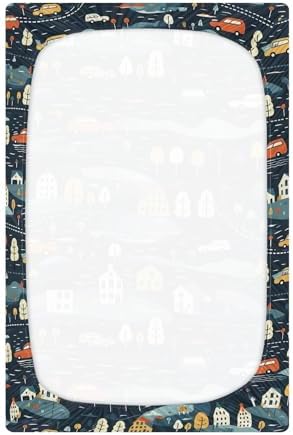 Wassud Dark Navy Pattern Crib Sheets for Boys Girls