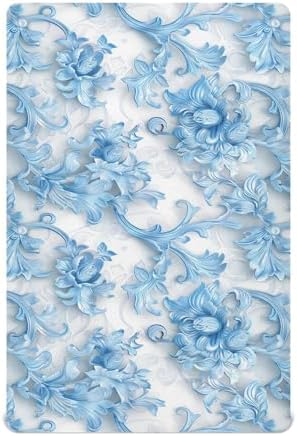 Wassud Blue Floral Crib Sheets 27x39 Inches Pack and Play