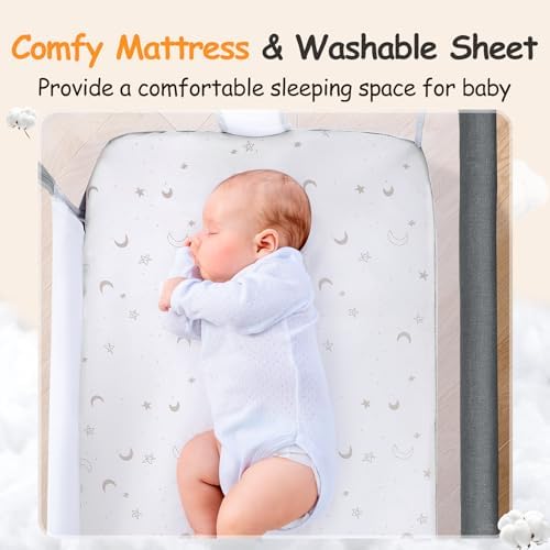 Ezebaby Bedside Bassinet with 7 Heights and Wheels