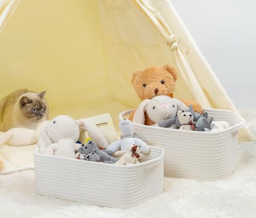 CubesLand Woven Cotton Rope Basket 14x10x708 Inches