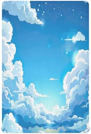 Wassud Blue Cloud Crib Sheets for Boys Girls