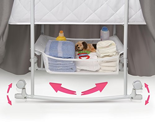 Badger Basket Wishes Rocking Bassinet with Storage and Bedding - Gray