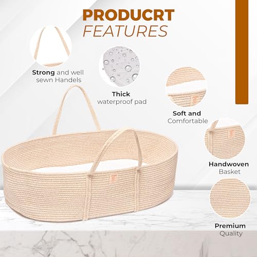 Trendy Baby Changing Basket Set of 4 Waterproof Pad Cotton Blanket Bassinet Topper