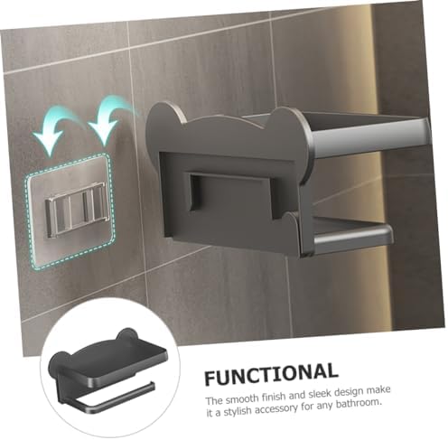 Wall-Mounted Paper Towel Holder with Shelf Gray Double Roll Hanger