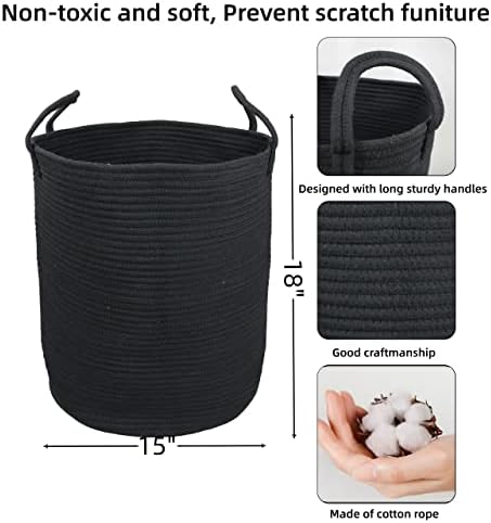 XUANGUO Black Cotton Rope Laundry Hamper