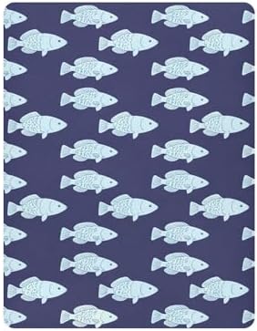 Jihqo Navy Blue Fishes Crib Sheets Pack N Play Set